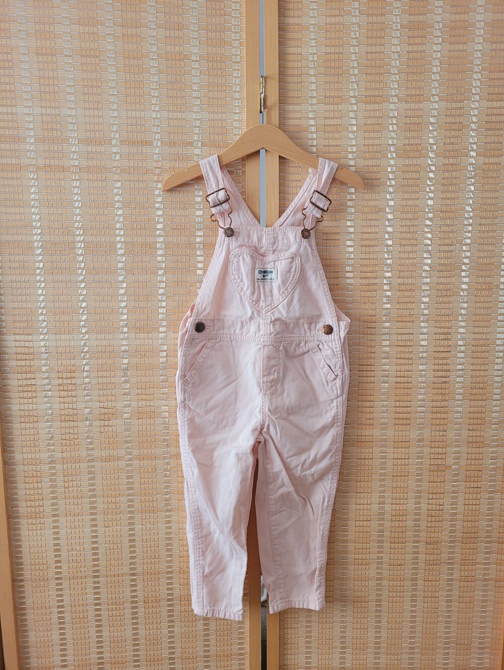 Oshkosh Light Pink Cotton Overalls with Heart Pocket